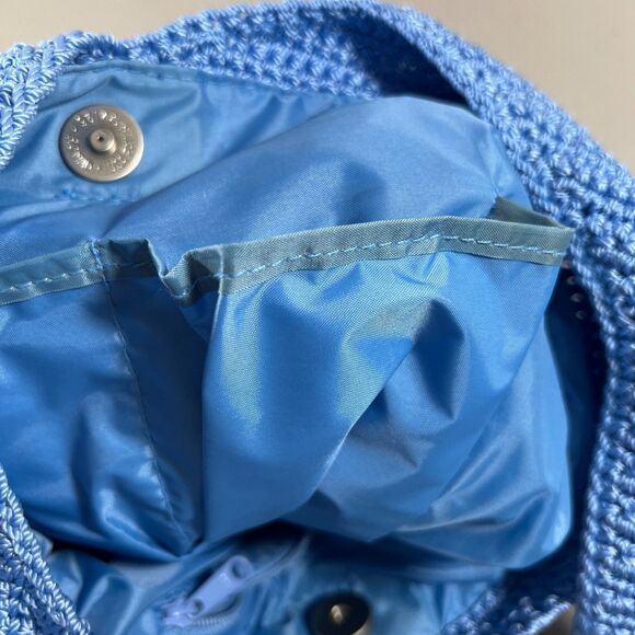 The Sak Hand Crocheted Blue Hobo Shoulder  Bag Magnetic Snap - Picture 7 of 11